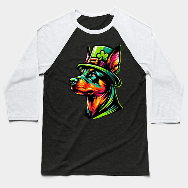 German Pinscher Celebrates Saint Patrick's Day Fun Baseball T-Shirt by ArtRUs